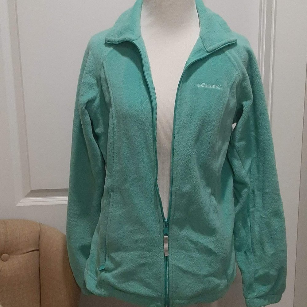 Columbia Teal Fleece Zip Up Jacket with adjustable waist